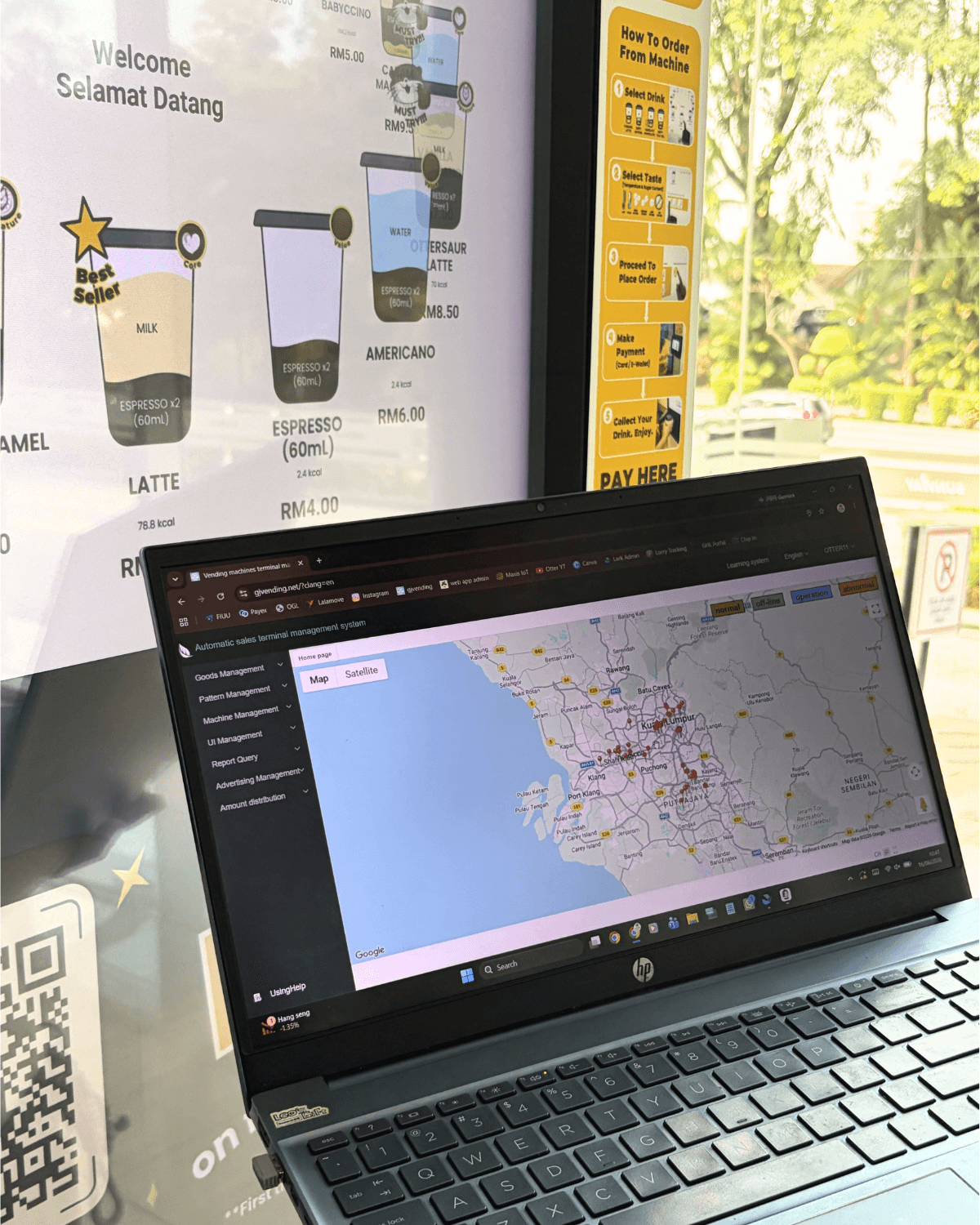 An outstation operator beside their Otter machine