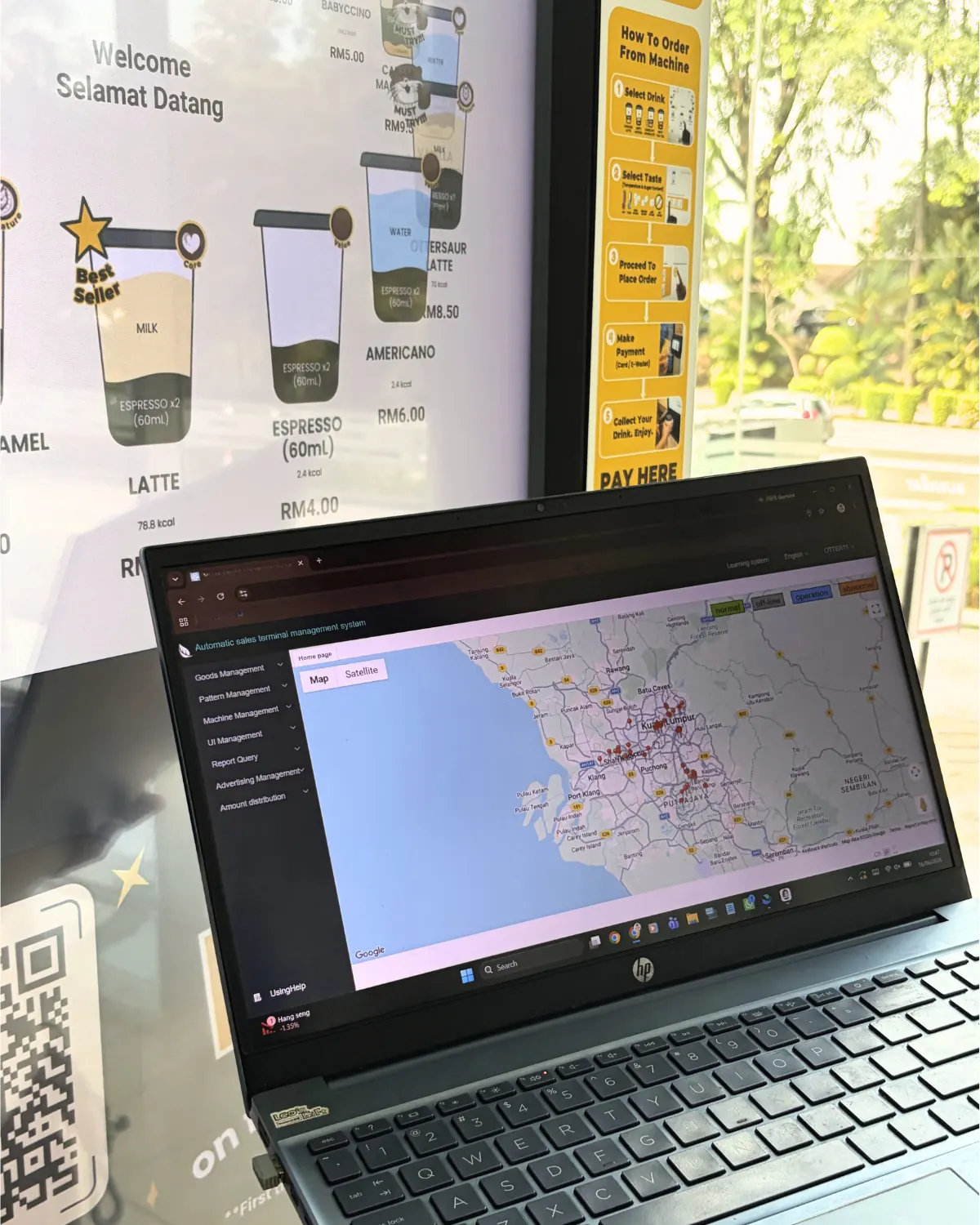 An outstation operator beside their Otter machine