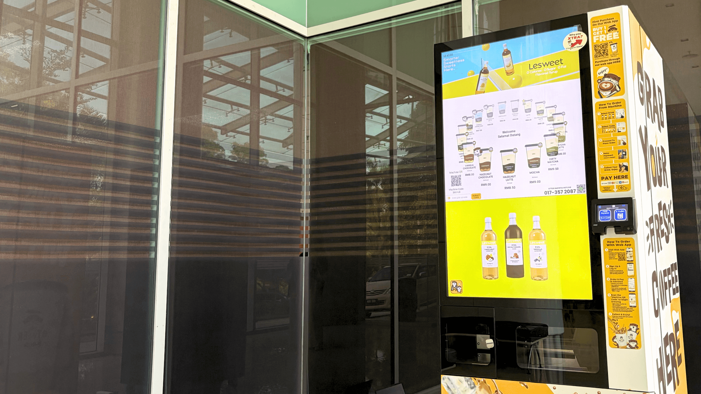 An Otter machine with its screen at eye level in a high-traffic spot