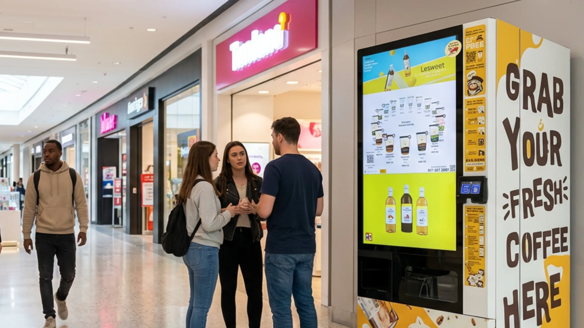 An Otter machine with its screen at eye level in a high-traffic spot